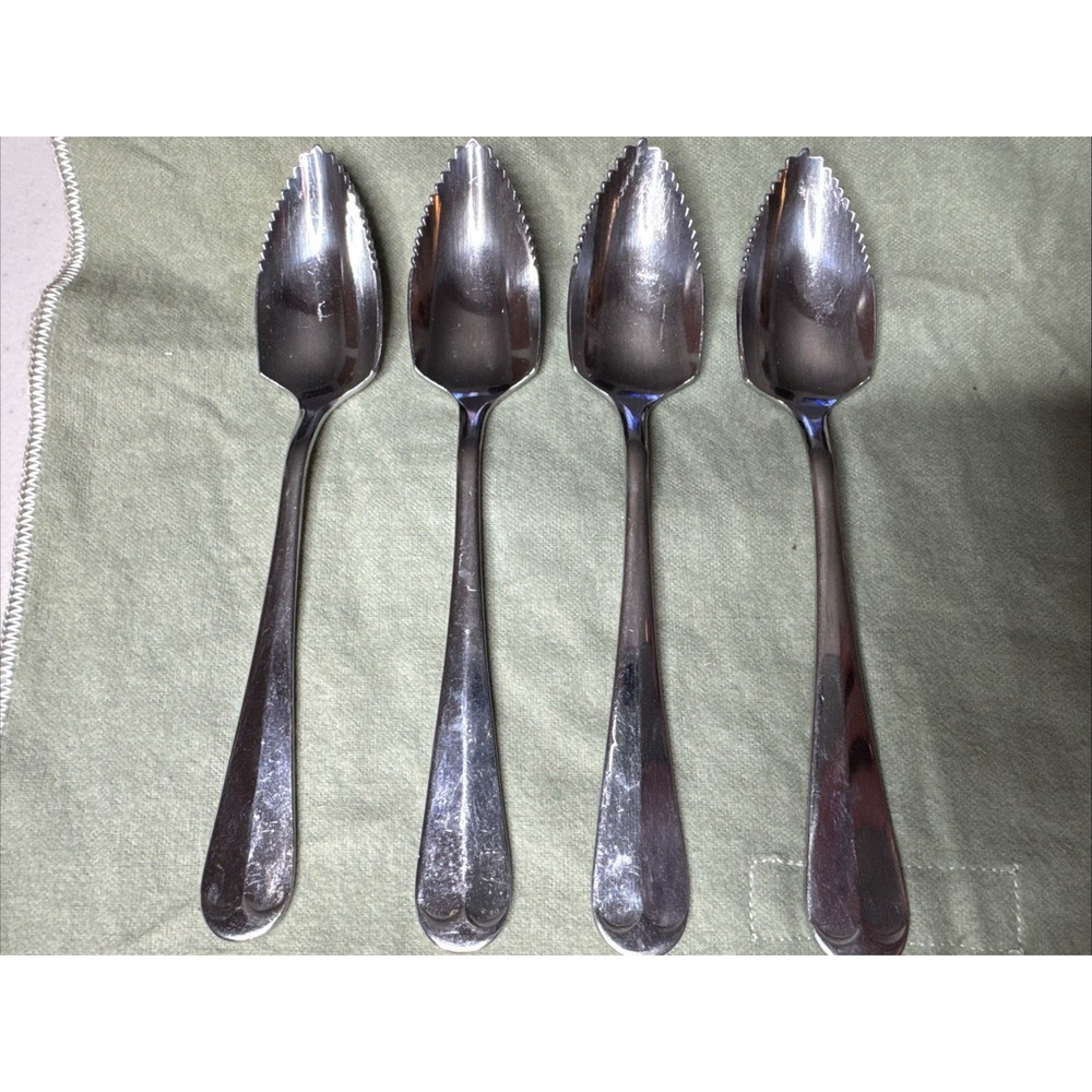 SET 4 FRUIT SPOONS! Vintage STAINLESS steel: made in JAPAN: 18-10 quality